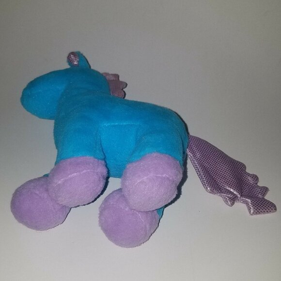 Blue Purple Unicorn Plush 8" Stuffed Animal Toy Lovey Silver Polka Dots - Picture 8 of 12